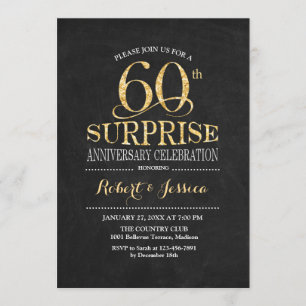 Invitation Gold du tableau noir du 60e Mariage