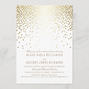 Invitation Gold Effet Confetti Dîner de répétition Art Déco