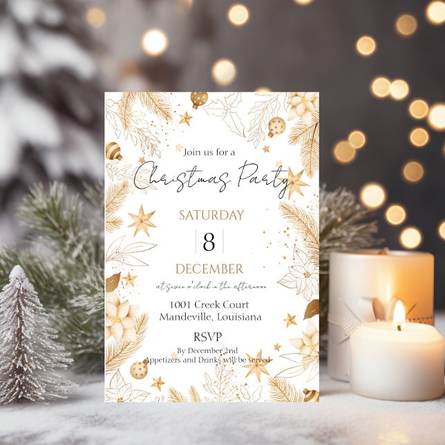 Invitation Gold Elegant Christmas Party (Créateur téléchargé)