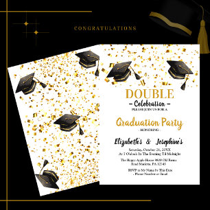 Invitation Gold Elegant double Celebration Graduation