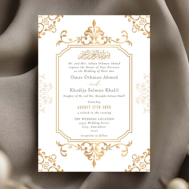 Invitation Gold Elegant Ornament Vintage Islamic Wedding (Créateur téléchargé)