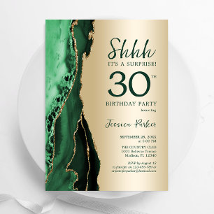 Invitation Gold Emerald Green Agate Surprise 30e anniversaire