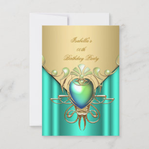 Invitation Gold Emerald Jade Green Soirée d'anniversaire élég