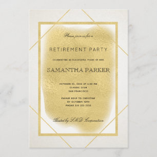 Invitation Gold en ivoire blanc encadré parti de retraite for