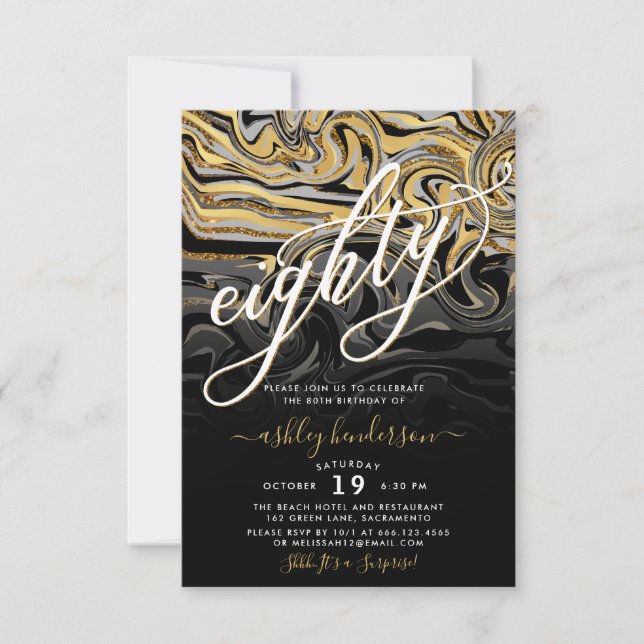Invitation Gold et Black 80e anniversaire (Devant)
