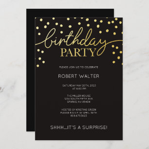 Invitation Gold Et Black Anniversaire