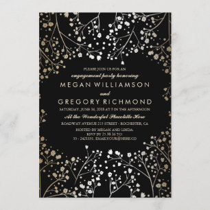 Invitation Gold et Black Baby's Breath Engagement Party