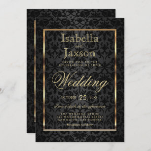 Invitation Gold et Black Damask