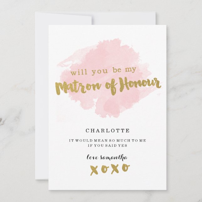 Invitation Gold et Blush Serez-vous mon maître d'honneur? (Devant)
