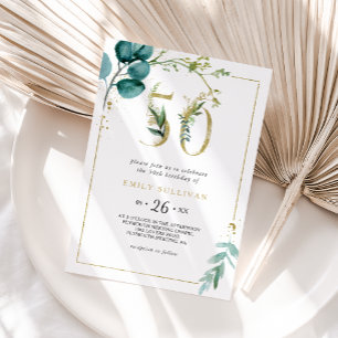Invitation Gold et Eucalyptus 50ème anniversaire
