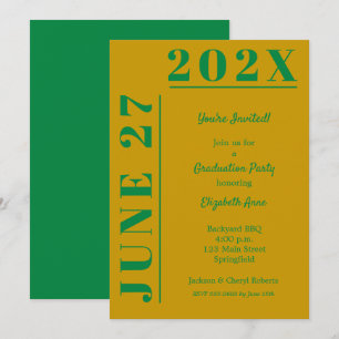 Invitation Gold et Green Graduation Party