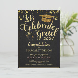 Invitation Gold et noir 2024 Graduation