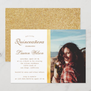 Invitation Gold et parties scintillant Quinceanera Photo Invi