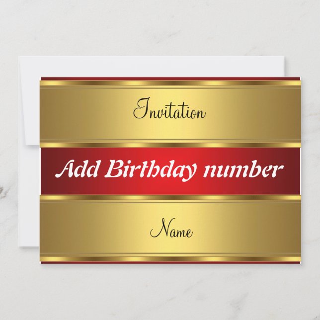 Invitation Gold et Red Anniversaire (Devant)