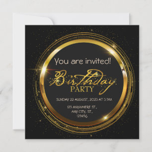 Invitation Gold et Rhinestones. Anniversaire élégant