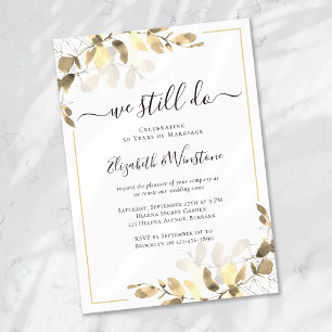 Invitation Gold Eucalyptus Golden Mariage Vow Renouvellement