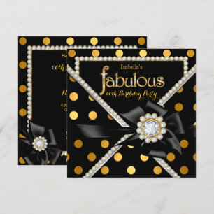 Invitation Gold Fabulous Anniversaire fête Black Gold Pois