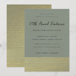 INVITATION GOLD FAUX GRAY SKETCH STRIPED LINE ÉVÉNEMENT D'ENT