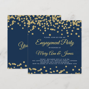 Invitation Gold Faux Parties scintillant Confetti