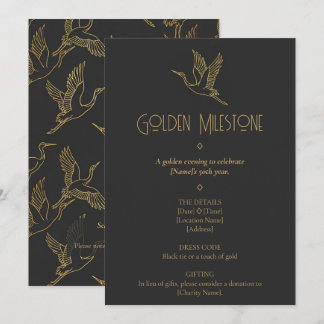 Invitation Gold Filigree Art Deco | Crane 50th Birthday