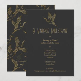 Invitation Gold Filigree Art Deco | Crane 70th Birthday