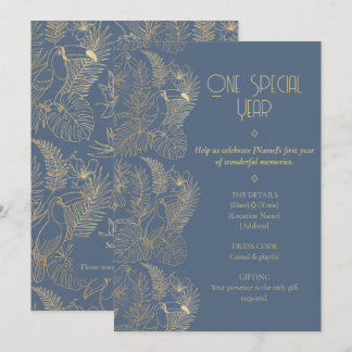 Invitation Gold Filigree Art Deco | Toucan 1st Birthday