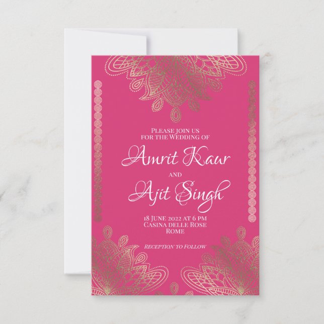 Invitation Gold Filigree Indian (Devant)