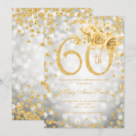 Invitation Gold Floral 60e anniversaire Glam Lumières en arge