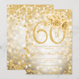 Invitation Gold Floral 60e Anniversaire Lumières