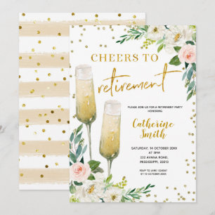 Invitation Gold Floral encourage à l'invitation à la retraite