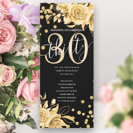 Invitation Gold Floral Parties scintillant 30e Anniversaire P