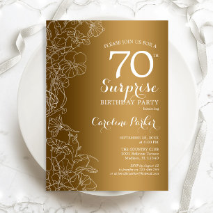 Invitation Gold Floral Surprise 70e anniversaire fête
