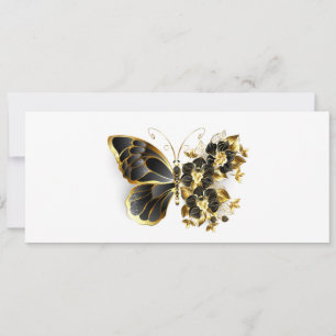 Invitation Gold flower Butterfly with Black Orchid