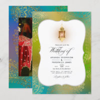 Gold Foil Arabian Bollywood Mariage Photo Invitati