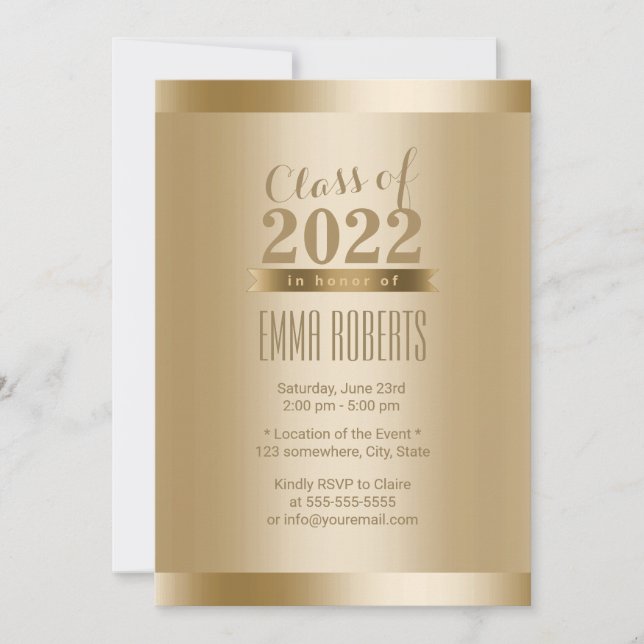 Invitation Gold Foil Arrière - plan Graduation Party (Devant)