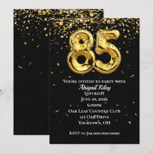 Invitation Gold Foil Balloons 85e anniversaire de fête Invita