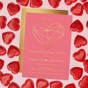 Invitation Gold Foil Coeur géométrique Saint-Valentin