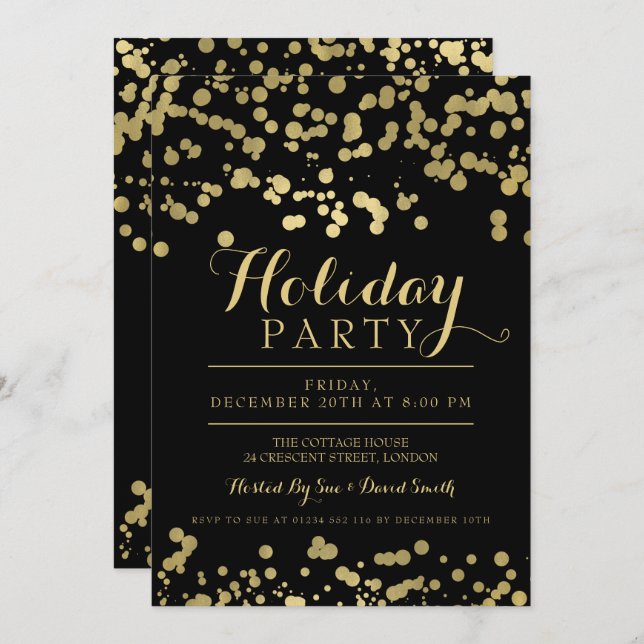 Invitation Gold Foil Confetti (Devant / Derrière)