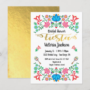 Invitation Gold Foil Floral Fête des mariées mexicaine Fiesta