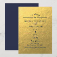 Gold Foil Marine Bleu Minimal Clean Classic Mariag