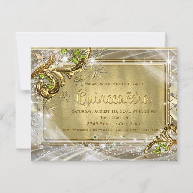 Invitation Gold Foil Quinceañera (Devant)