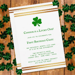 Invitation Gold Foil St. Patrick's Day 1er anniversaire