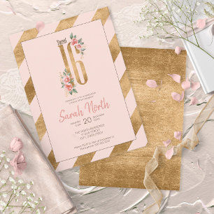 Invitation Gold Foil Stripes Blush ID756