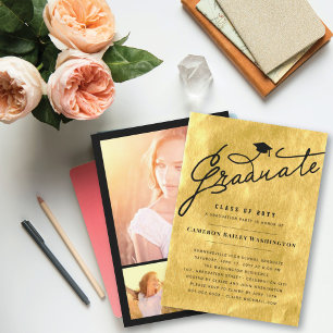 Invitation Gold Foil Stylish Graduate Graduate Party