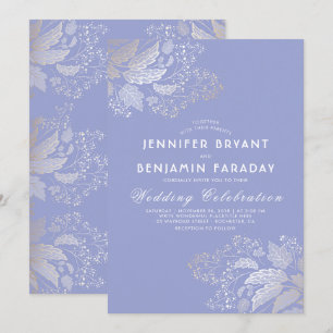 Invitation Gold Foliage Lavande Purple Mariage élégant