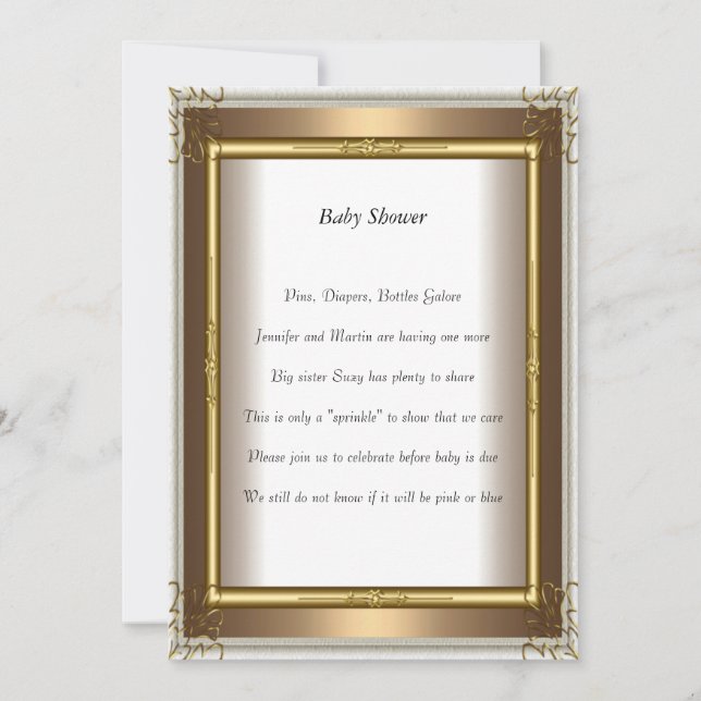 Invitation Gold Frame Baby shower (Devant)