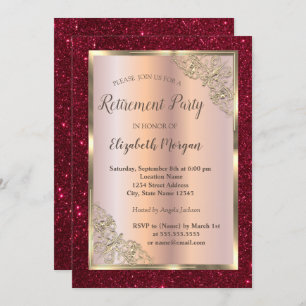 Invitation Gold Frame, Or Rose, Retraite Parties scintillant 