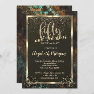 Invitation Gold Frame Turquoise Cooper Patina 50e