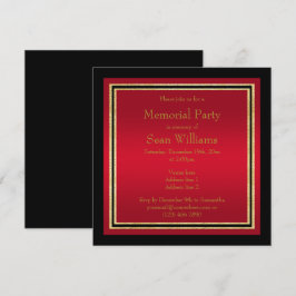 Invitation Gold Frames Red & Black Memorial Party