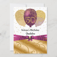 Gold, Fuchsia Balloons & Silk Ribbon 50e anniversa